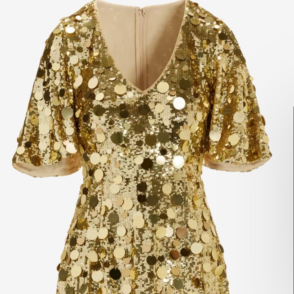 NWOT Boston Proper Size 8 Gold Sequin Women's Dress - Picture 2 of 9